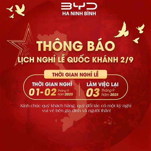THÔNG BÁO LỊCH NGHỈ LỄ QUỐC KHÁNH 2/9